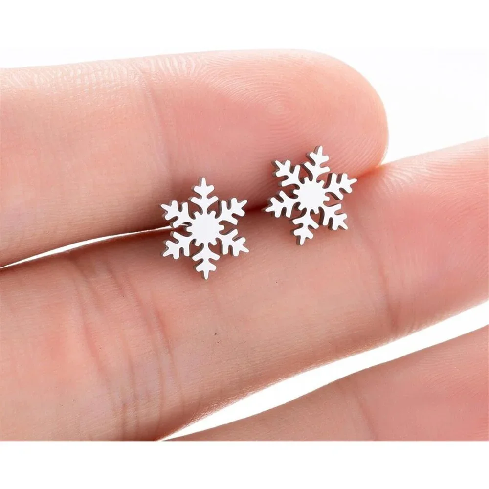 4 Pairs Stainless Steel Christmas Earrings - Festive Holiday Jewelry for Women